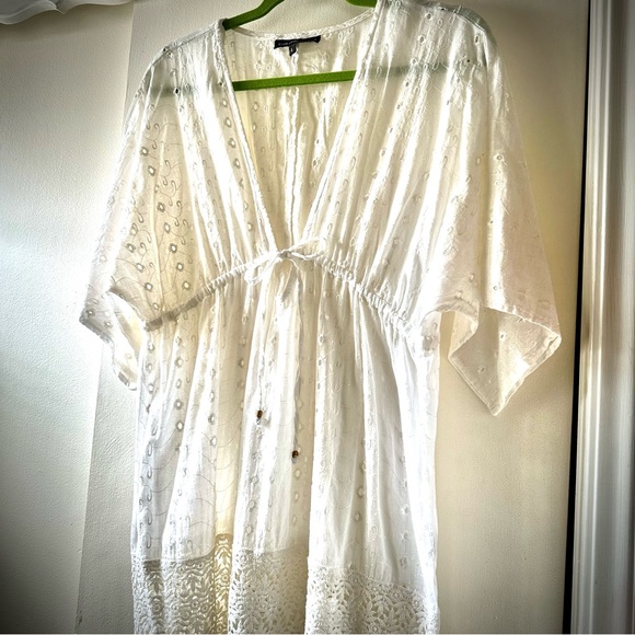 Club Z Swim Very Pretty Creamy White Eyelet Swimsuit Coverup In